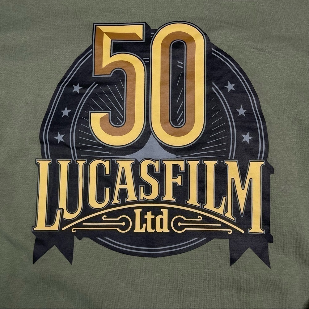 Star Wars Sweatshirt Lucas Film 50th Anniversary Crew Fleece Inside Khaki Green - Picture 9 of 13